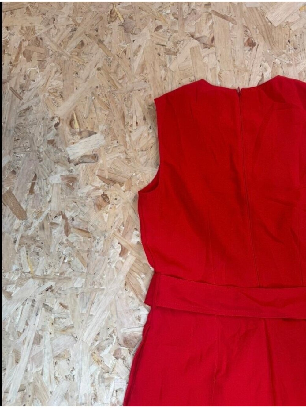 Mango MNG Basics Red Sleeveless Romper Jumpsuit Womens Size S Belted Crew Neck - Picture 14 of 16